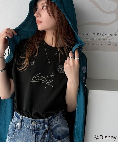 大人女子必見！　綿100％「ディズニー」サイン風刺繍Tシャツ（半袖） ce1330037