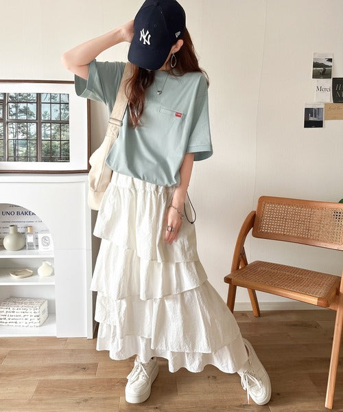 《JaVa ジャバコラボ》シンプルなのに格上げ。綿100％シルケット素材裾ドロストオーバーサイズTシャツ jv1050157