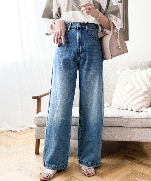 美シルエット。ハイウエストルーズデニムパンツ ce0900001