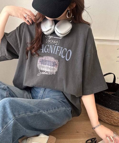 《Javaジャバコラボ》ゆるっとカジュアルに着こなす。綿100%ピグメント加工グラフィックプリントTシャツ＆ロンT(半袖)(長袖) jv1050148