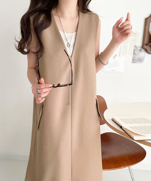 上品リラクシーstyle。ポケット付Vネックワンピース ce1260076