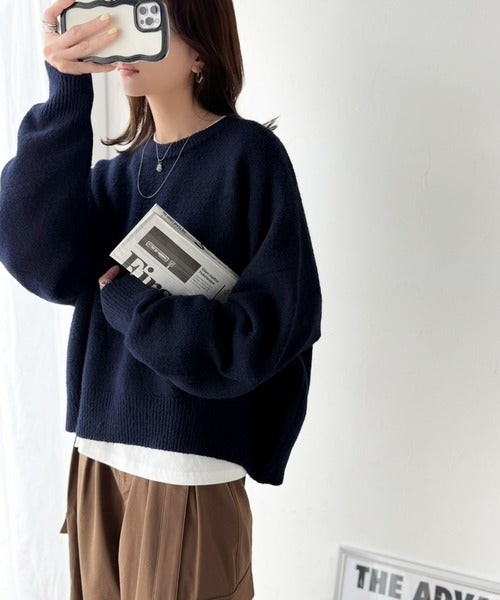 ゆったりふわもちの癒しアイテム。コクーンシルエットミックスニット ce1020152