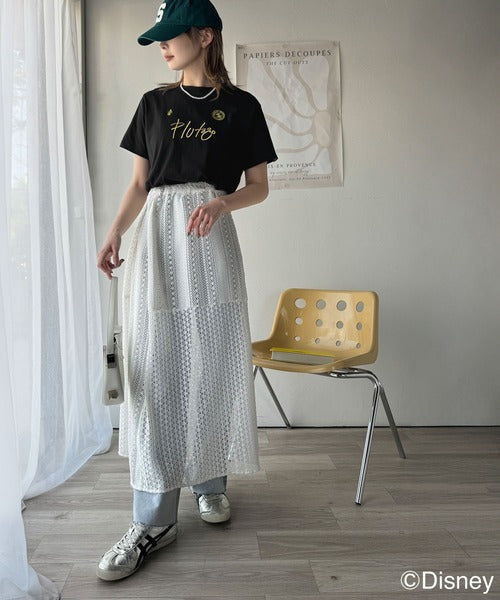 大人女子必見！　綿100％「ディズニー」サイン風刺繍Tシャツ（半袖） ce1330037