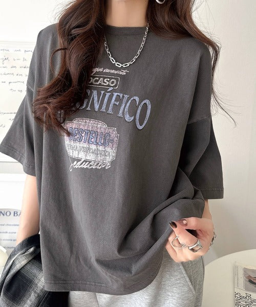 《Javaジャバコラボ》ゆるっとカジュアルに着こなす。綿100%ピグメント加工グラフィックプリントTシャツ＆ロンT(半袖)(長袖) jv1050148