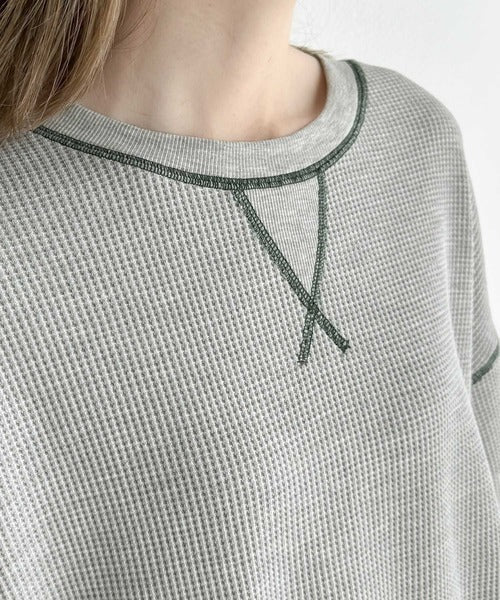 《JaVaジャバ 別注》シンプルなのに格上げ。2way配色ワッフルロンTee jv1260065
