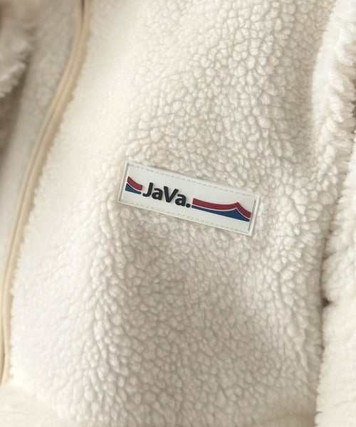 《JaVaジャバコラボ》ほっこり可愛い♪大人のもこもこボア切り替えスタンドネックブルゾン(ミドル丈) jv1265093