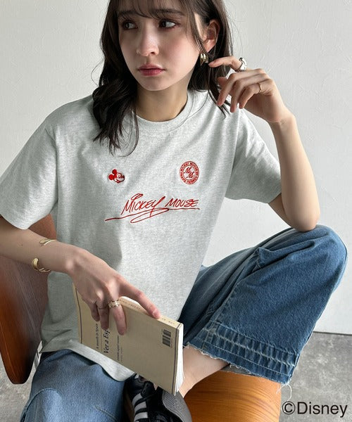 大人女子必見！　綿100％「ディズニー」サイン風刺繍Tシャツ（半袖） ce1330037
