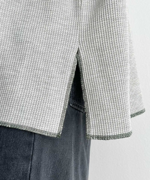 《JaVaジャバ 別注》シンプルなのに格上げ。2way配色ワッフルロンTee jv1260065