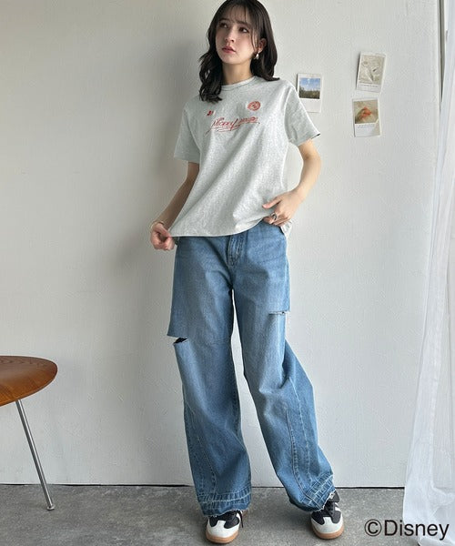 大人女子必見！　綿100％「ディズニー」サイン風刺繍Tシャツ（半袖） ce1330037