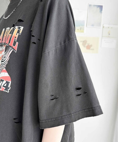 《Javaジャバコラボ》ゆるっとカジュアルに着こなす。綿100%ピグメント加工グラフィックプリントTシャツ＆ロンT(半袖)(長袖) jv1050148