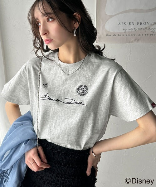大人女子必見！　綿100％「ディズニー」サイン風刺繍Tシャツ（半袖） ce1330037