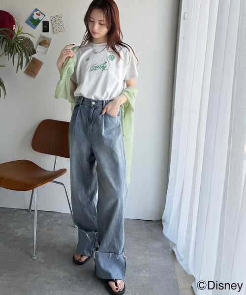 大人女子必見！　綿100％「ディズニー」サイン風刺繍Tシャツ（半袖） ce1330037