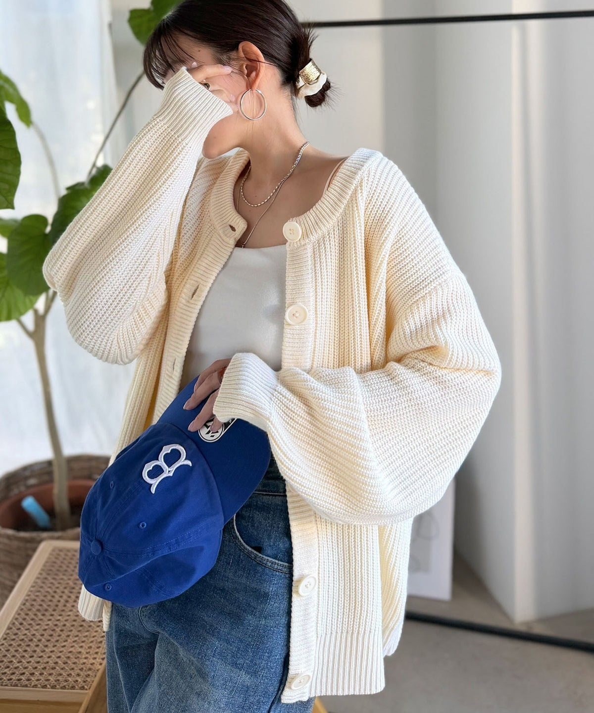 《JaVaジャバコラボ》お洒落偏差値、即上昇！バックカレッジロゴワッペンサマーニットカーディガン（長袖） jv1330078