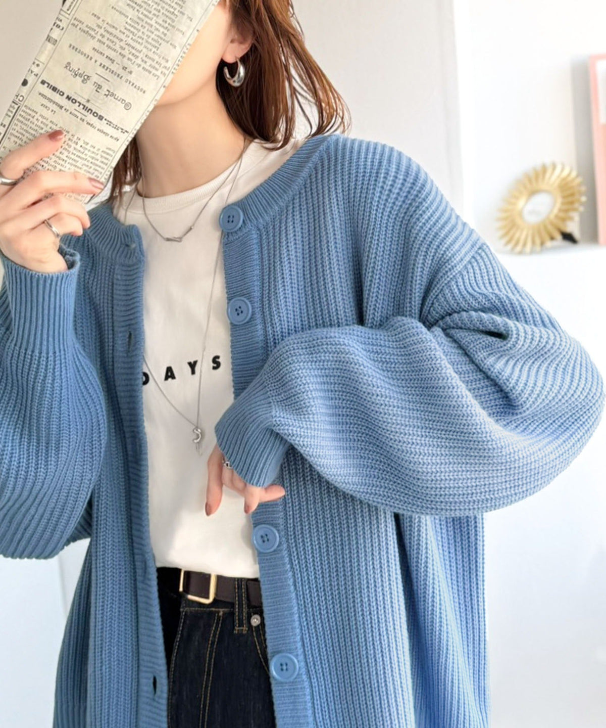 《JaVaジャバコラボ》お洒落偏差値、即上昇！バックカレッジロゴワッペンサマーニットカーディガン（長袖） jv1330078