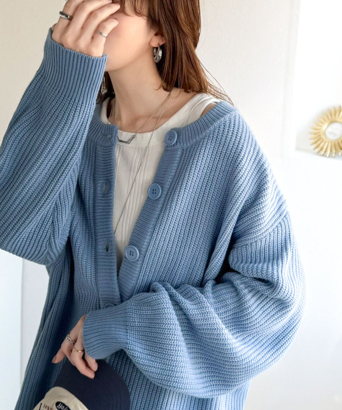 《JaVaジャバコラボ》お洒落偏差値、即上昇！バックカレッジロゴワッペンサマーニットカーディガン（長袖） jv1330078