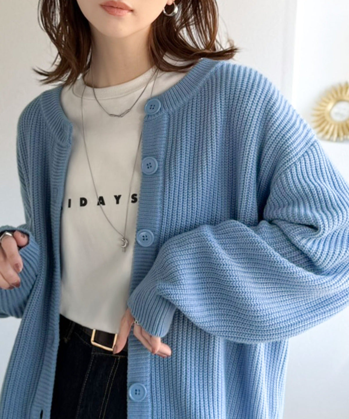 《JaVaジャバコラボ》お洒落偏差値、即上昇！バックカレッジロゴワッペンサマーニットカーディガン（長袖） jv1330078