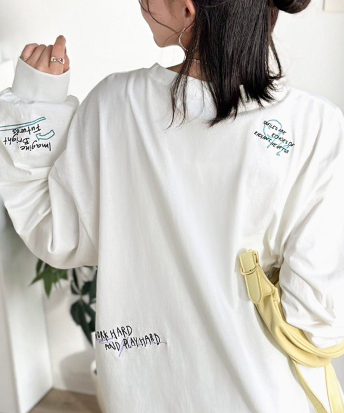 ゆるさの中に「ちょうどいい」お洒落感！綿100％刺繍ワッペンドルマンロンTEE（長袖） ce1260619