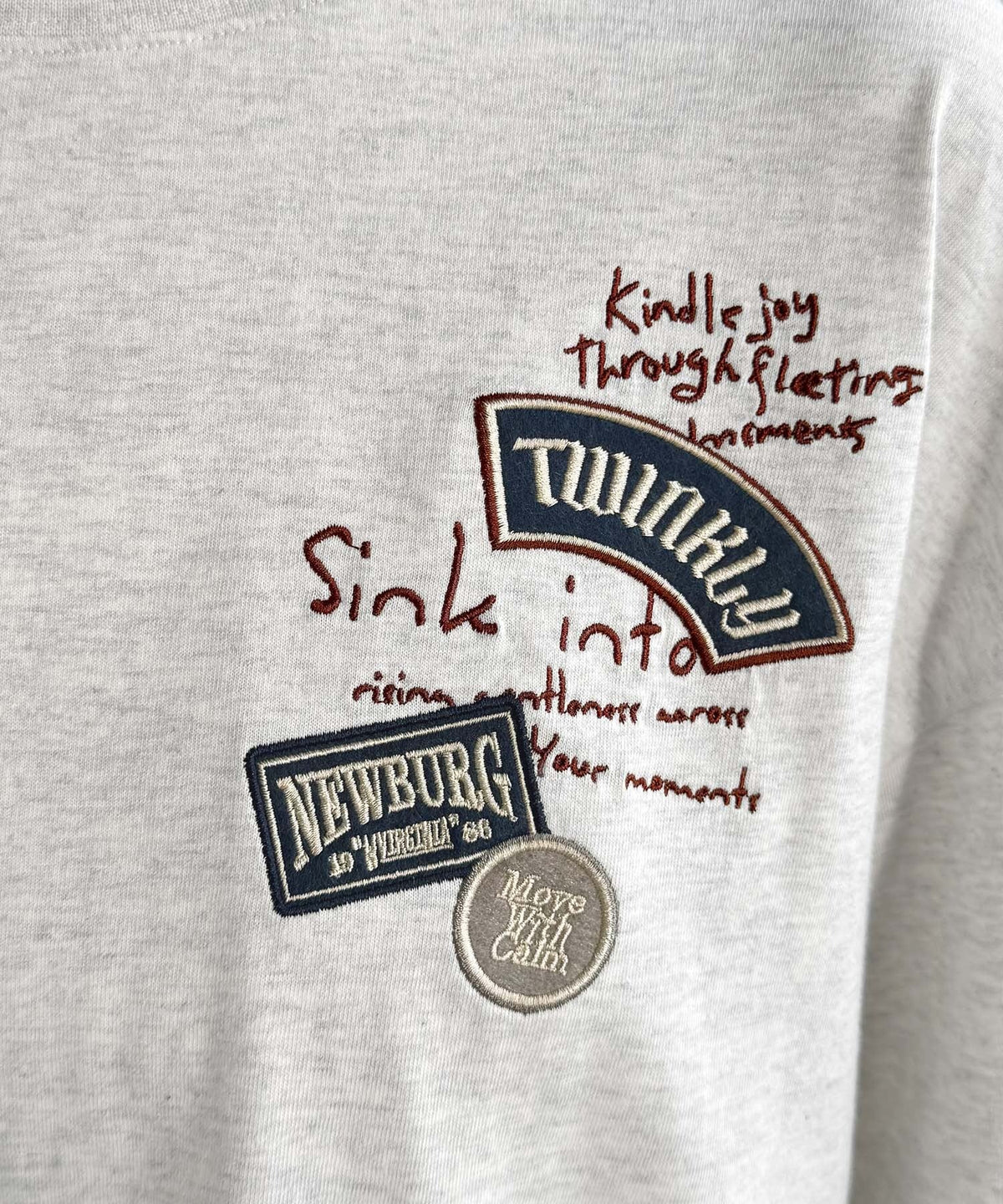 ゆるさの中に「ちょうどいい」お洒落感！綿100％刺繍ワッペンドルマンロンTEE（長袖） ce1260619