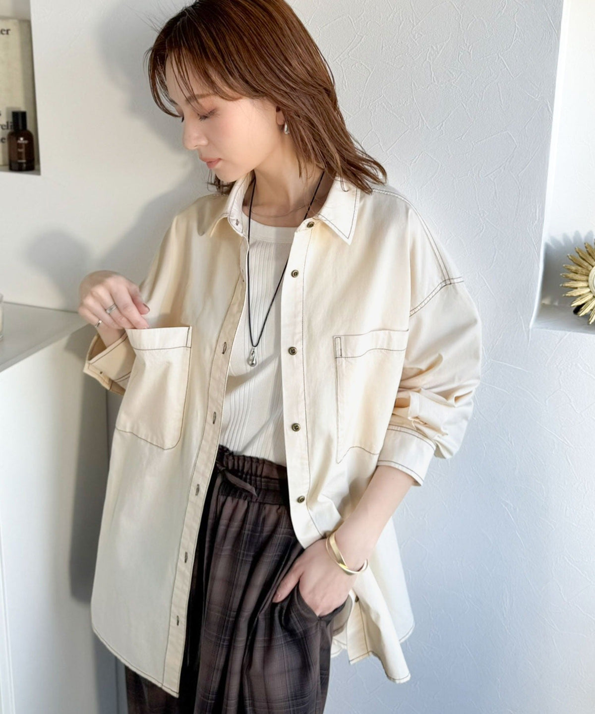《JaVaジャバコラボ》ラフに羽織れる着回し力抜群の一枚◎綿100%ビックポケットデニムシャツ jv1010583
