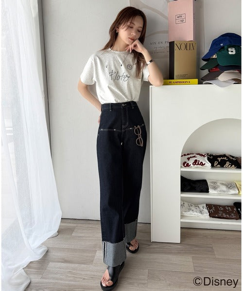 大人女子必見！　綿100％「ディズニー」サイン風刺繍Tシャツ（半袖） ce1330037