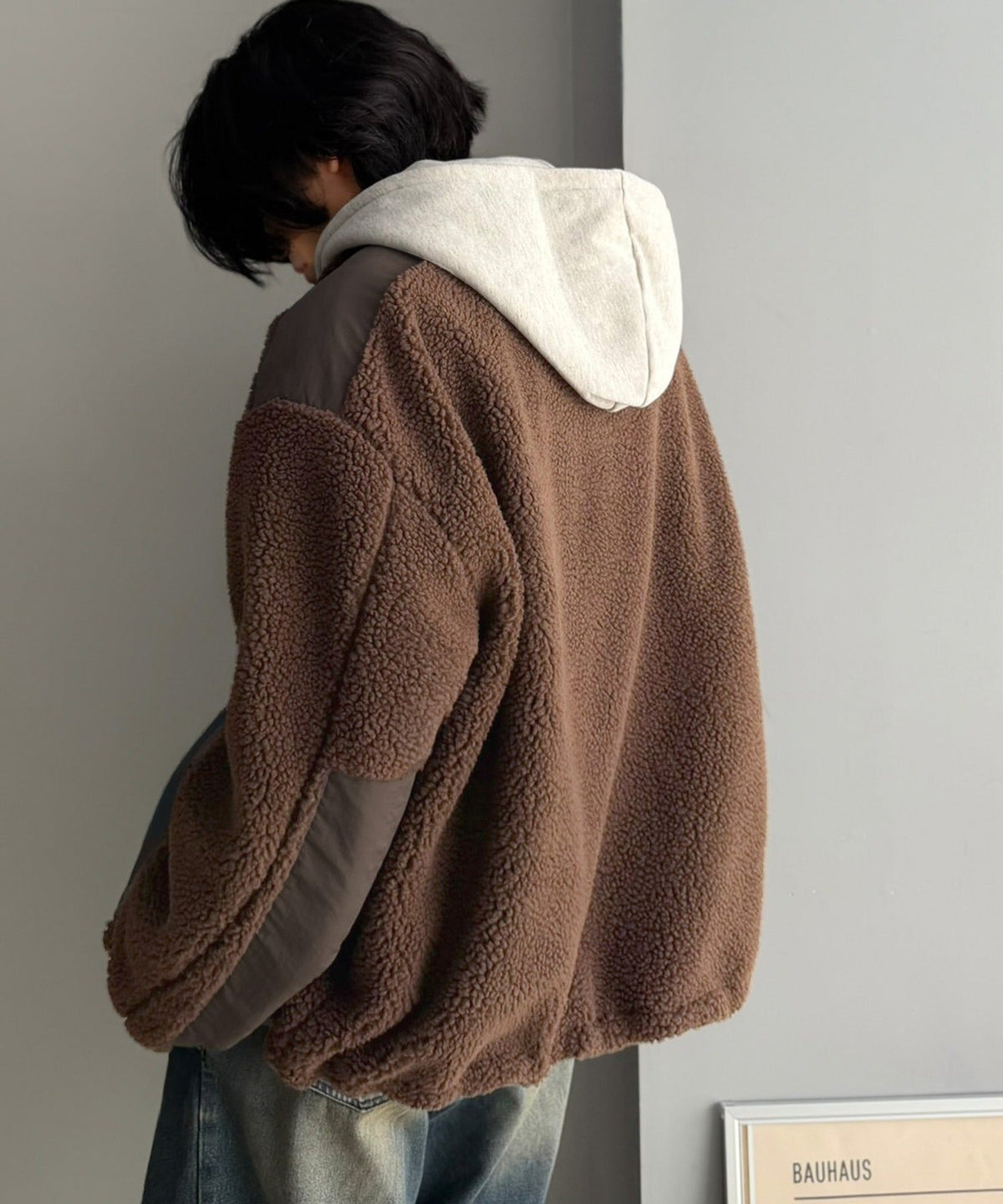 《JaVaジャバコラボ》レトロムード漂う、首元まで暖か。異素材切替えダブルジップボアブルゾン jm1265092