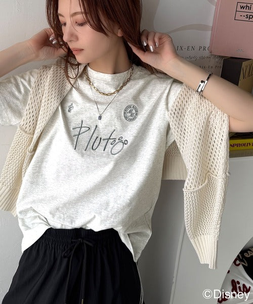 大人女子必見！　綿100％「ディズニー」サイン風刺繍Tシャツ（半袖） ce1330037