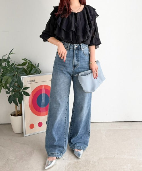 美シルエット。ハイウエストルーズデニムパンツ ce0900001