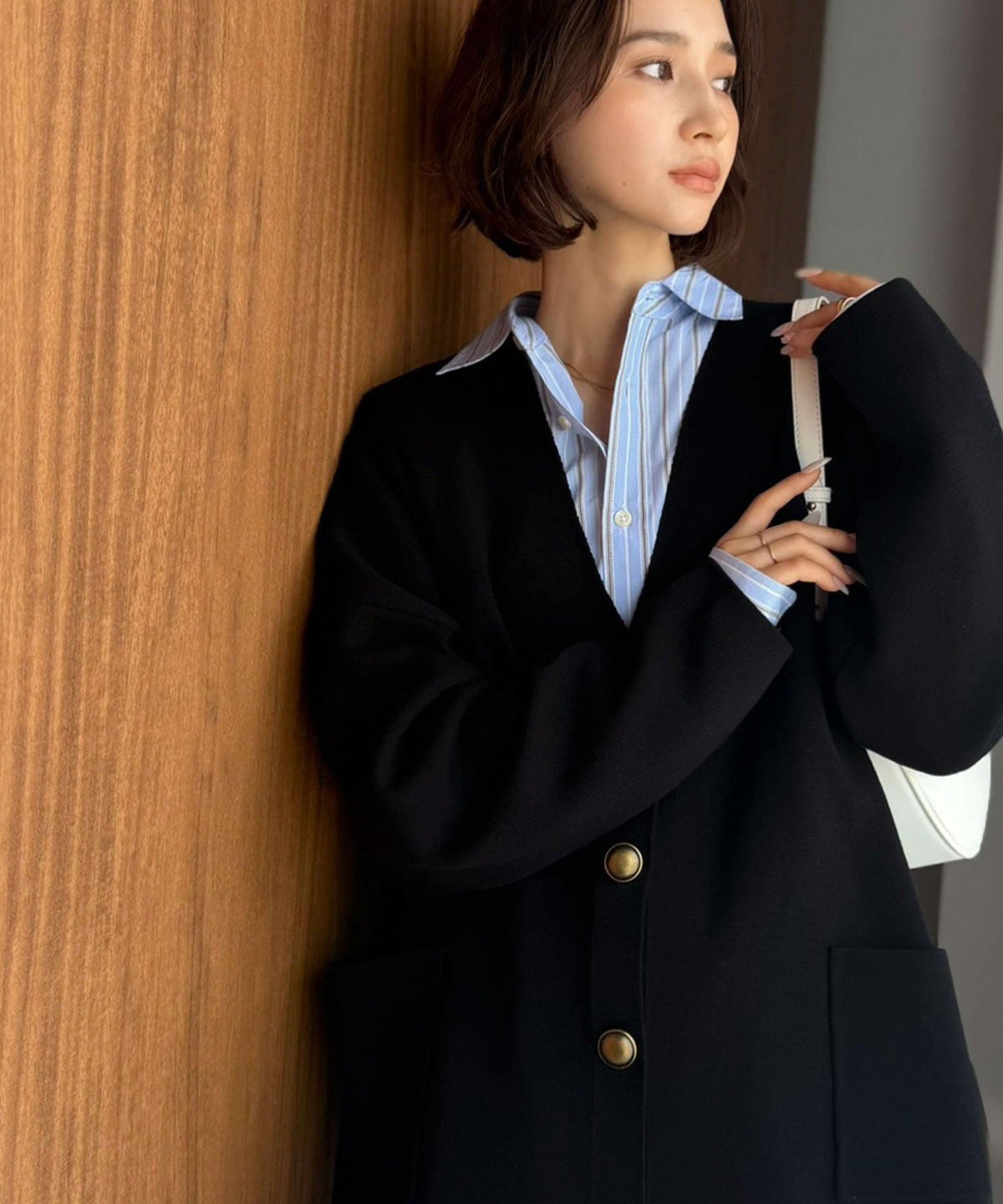 【Classical Evon】極上ゆるリッチシルエット。贅沢ルーズで、こなれ映え。ミラノリブBIGカーディガン（長袖） ev1020382