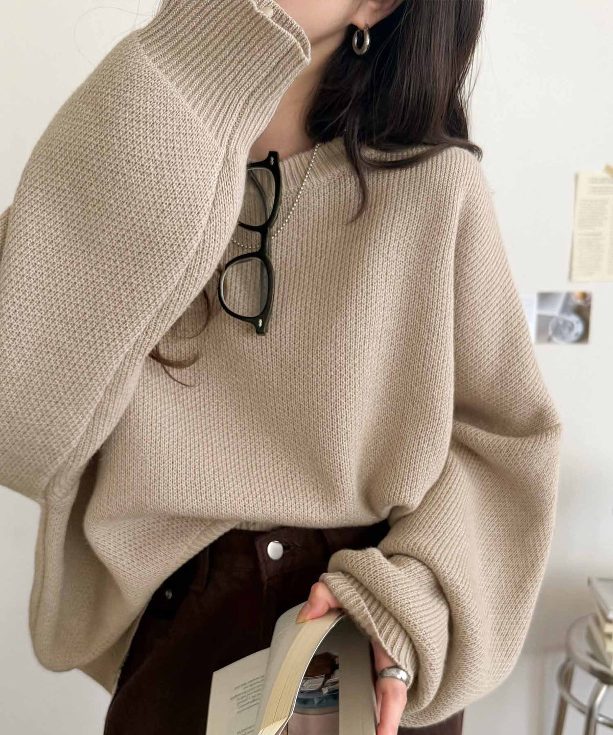 パッと着て、オシャレ完了◎裾レースドッキングニットプルオーバー（長袖） ce1020365