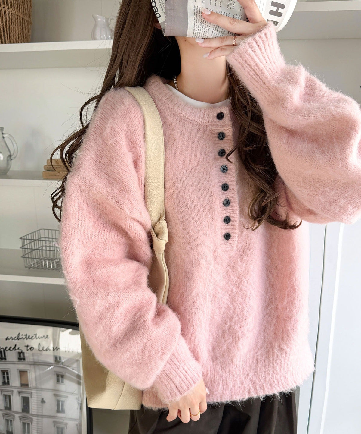 豊富な7色展開！お気に入りの色を見つけよう！ふんわり起毛ヘンリーネックニット ce1380017