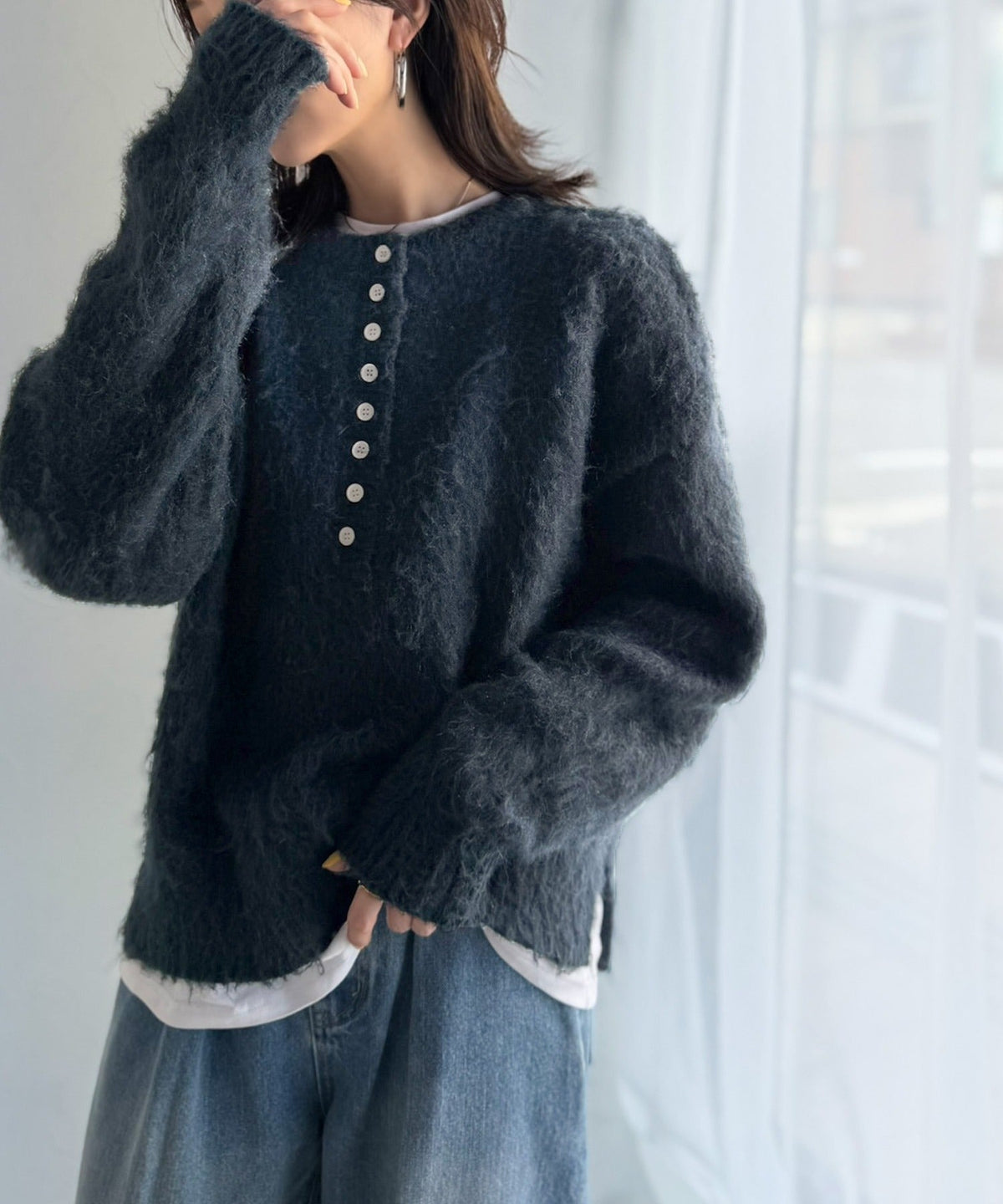 豊富な7色展開！お気に入りの色を見つけよう！ふんわり起毛ヘンリーネックニット ce1380017