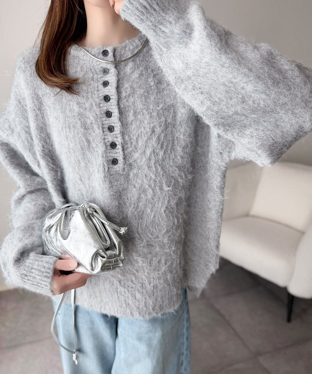 豊富な7色展開！お気に入りの色を見つけよう！ふんわり起毛ヘンリーネックニット ce1380017