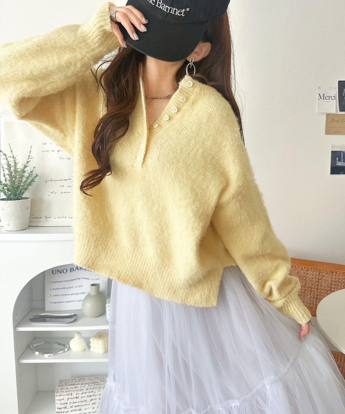 豊富な7色展開！お気に入りの色を見つけよう！ふんわり起毛ヘンリーネックニット ce1380017