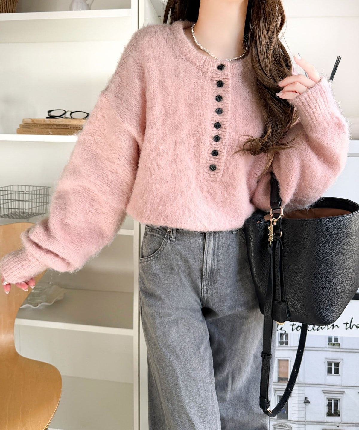 豊富な7色展開！お気に入りの色を見つけよう！ふんわり起毛ヘンリーネックニット ce1380017