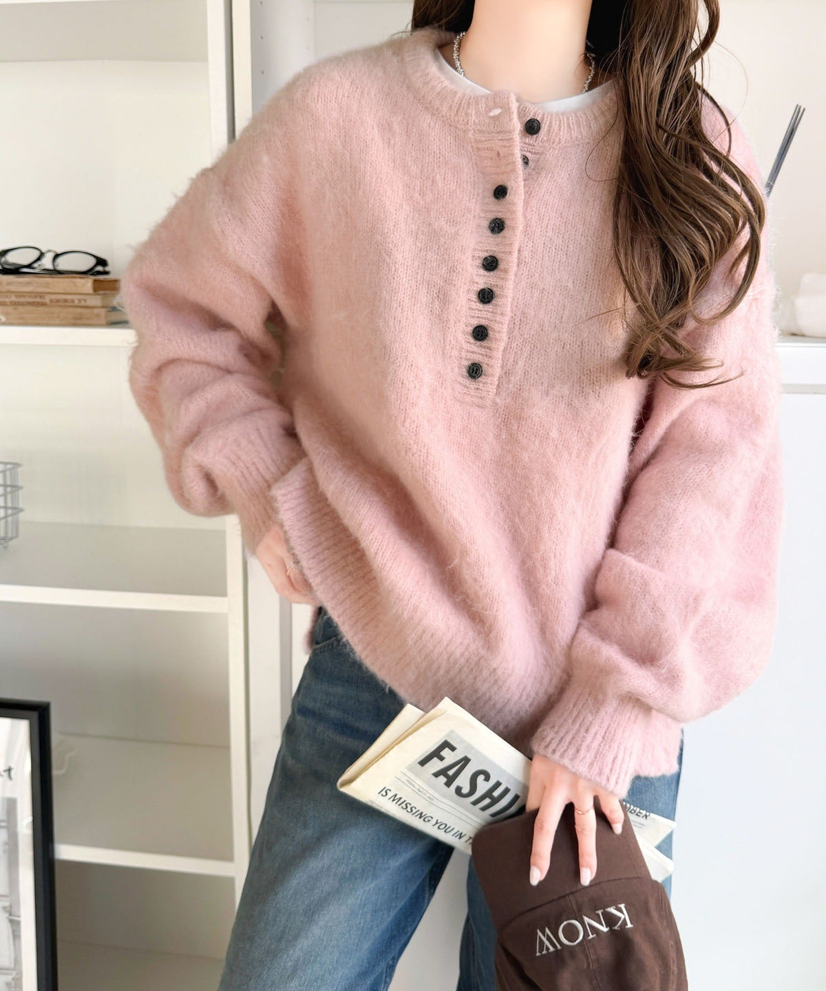 豊富な7色展開！お気に入りの色を見つけよう！ふんわり起毛ヘンリーネックニット ce1380017