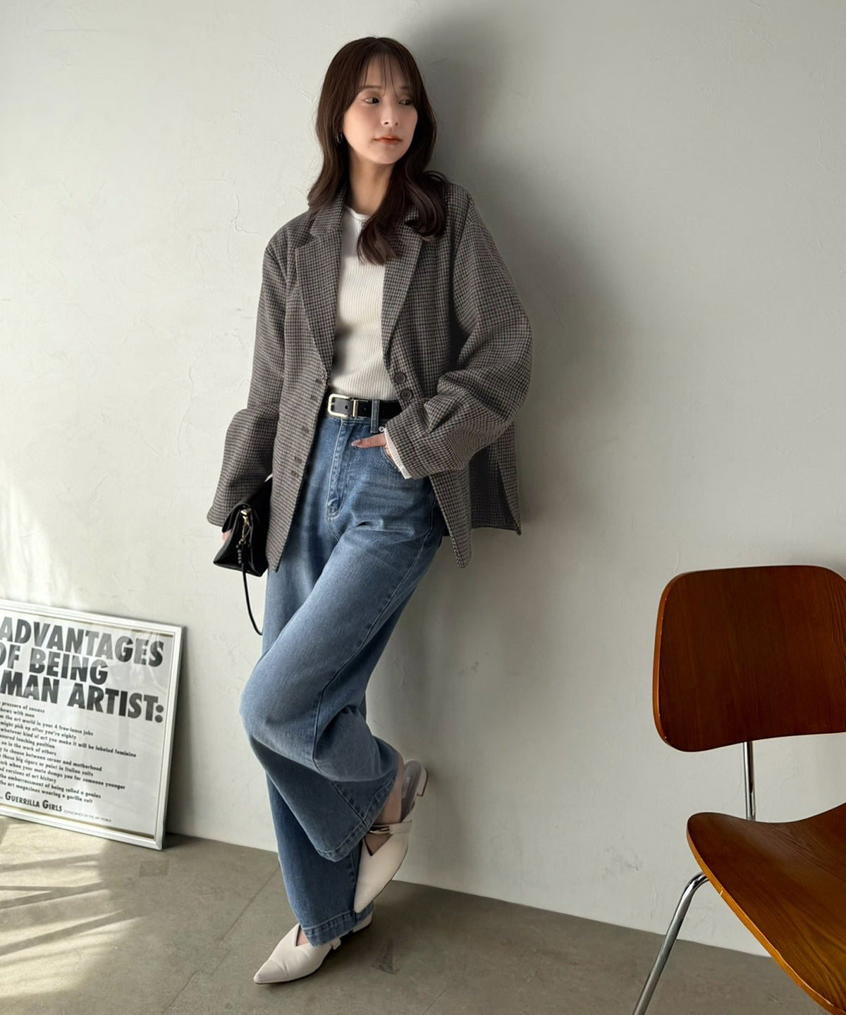 《daaco×クラシカルエルフコラボ》羽織るだけで、品よく見違える。多ボタン千鳥柄テーラードジャケット（ミドル丈） ce1010648