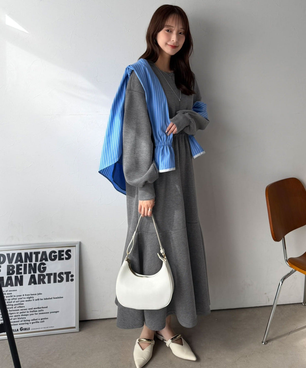 《daaco×クラシカルエルフコラボ》甘さもメリハリも、欲張りに♪ウエストドロストダンボールワンピース（ロング丈） ce1010649