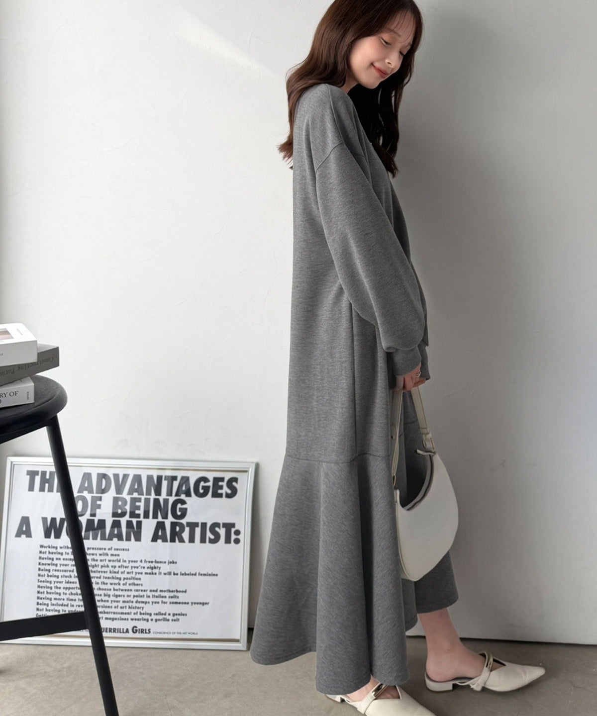《daaco×クラシカルエルフコラボ》甘さもメリハリも、欲張りに♪ウエストドロストダンボールワンピース（ロング丈） ce1010649