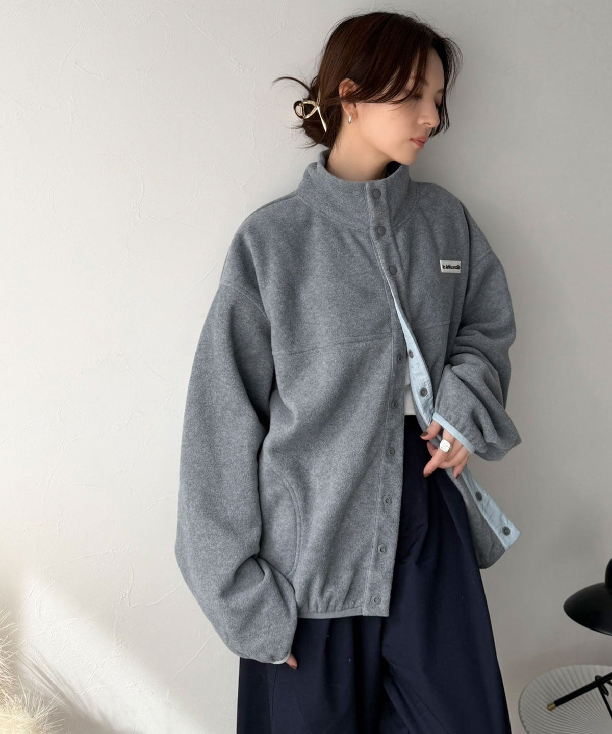 《JaVaジャバコラボ》ゆったりボリュームシルエットで華奢見え◎ポップな色合いが目を惹く♪配色フリースブルゾン jv1050393