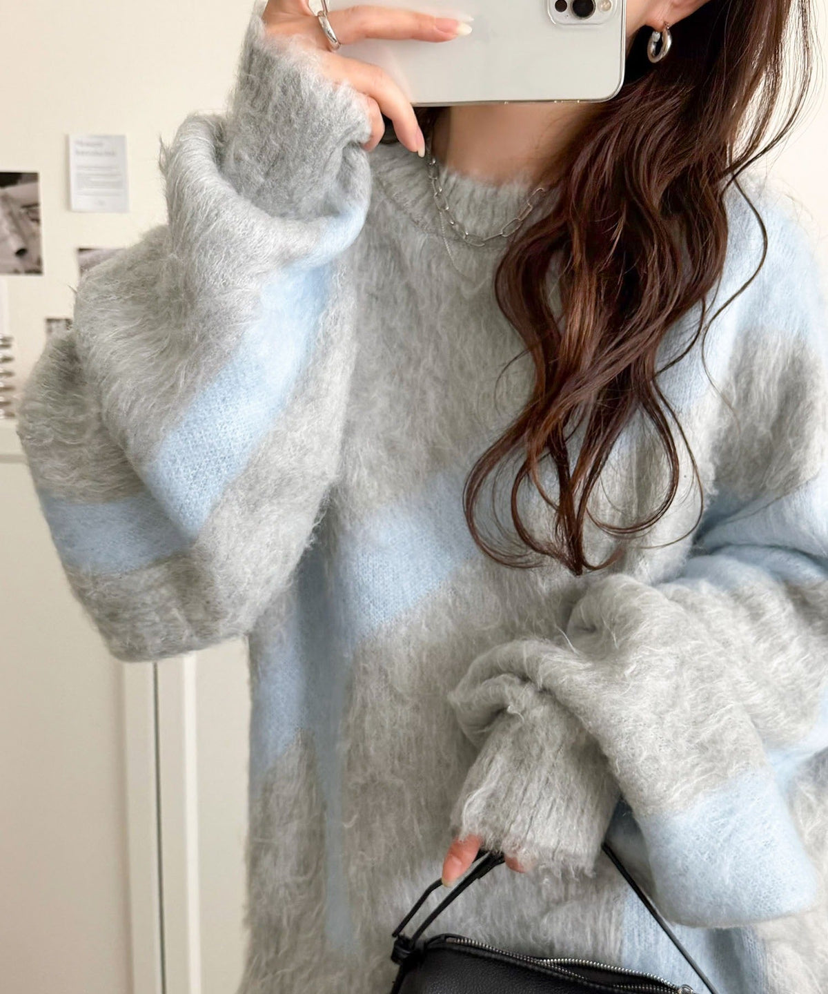 今日はどの色？ふわふわ配色に一目惚れ♡配色ニュアンス柄 起毛ニット オーバーサイズ プルオーバー（男女兼用可） ce1050403