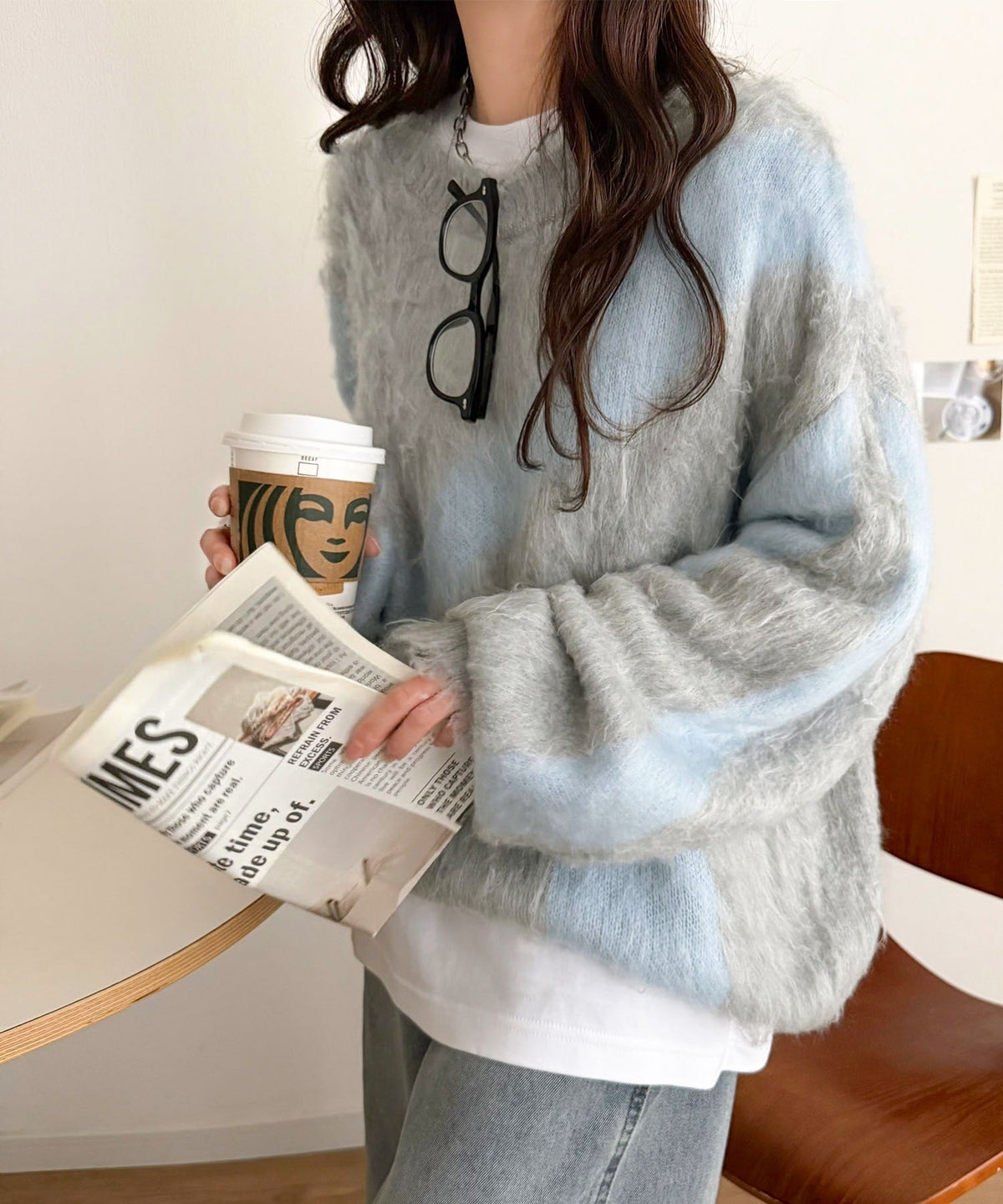 今日はどの色？ふわふわ配色に一目惚れ♡配色ニュアンス柄 起毛ニット オーバーサイズ プルオーバー（男女兼用可） ce1050403