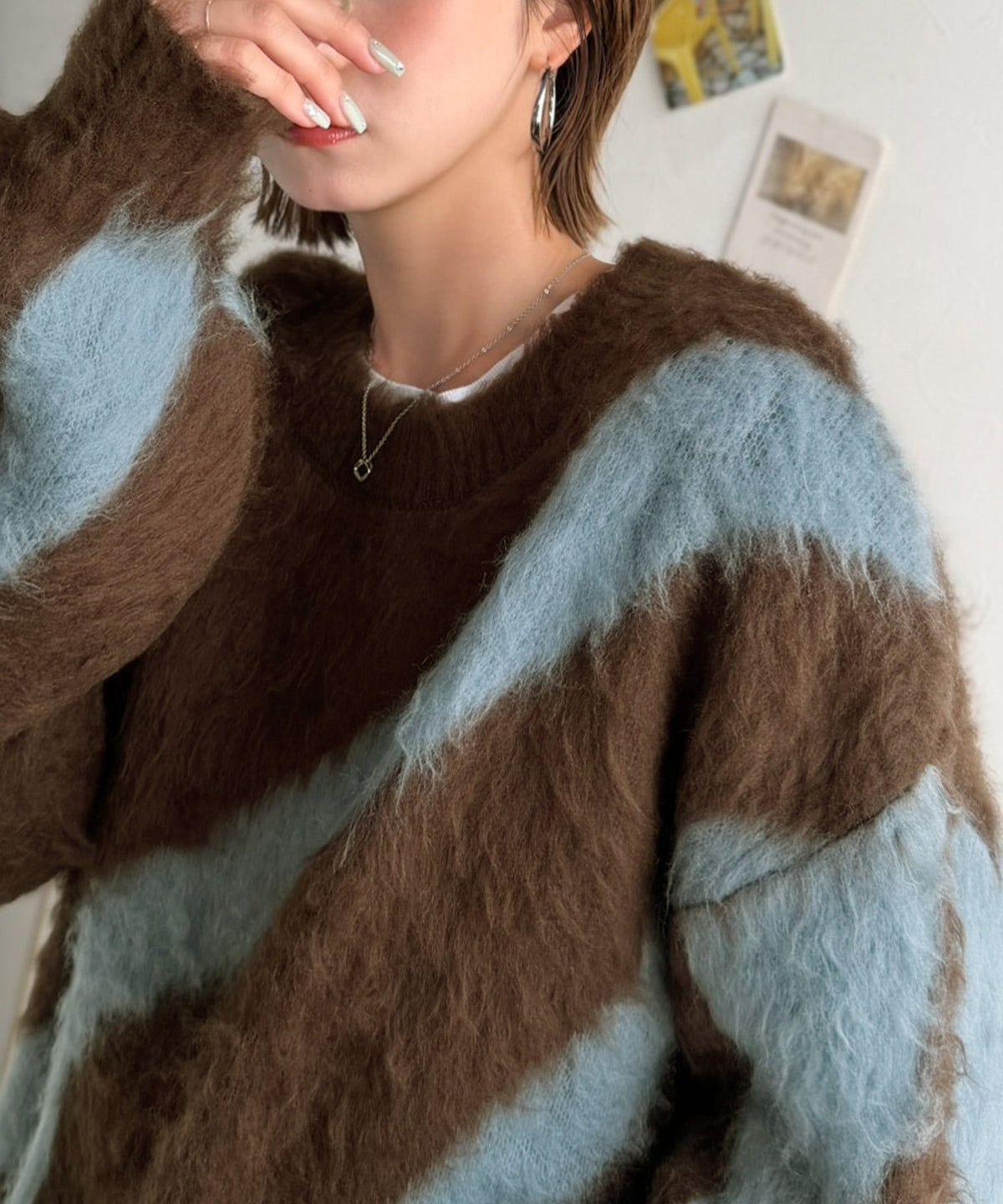 今日はどの色？ふわふわ配色に一目惚れ♡配色ニュアンス柄 起毛ニット オーバーサイズ プルオーバー（男女兼用可） ce1050403