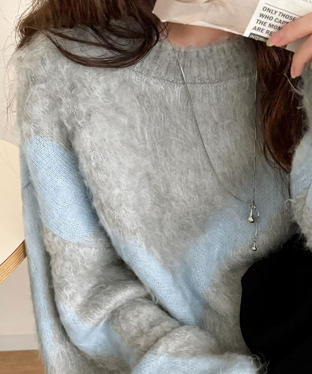 今日はどの色？ふわふわ配色に一目惚れ♡配色ニュアンス柄 起毛ニット オーバーサイズ プルオーバー（男女兼用可） ce1050403