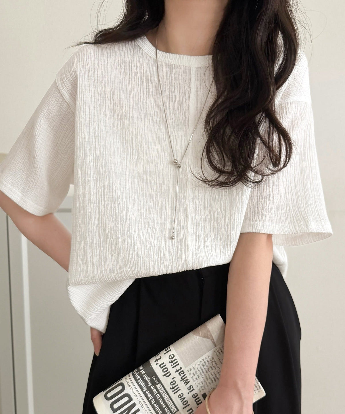 軽やか涼感、さらり抜け感。楊柳ベーシックTシャツ(半袖) ce1260529