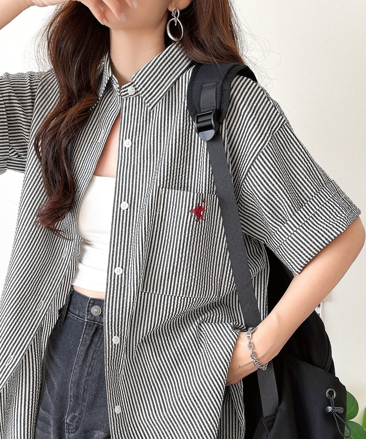 《JaVaジャバコラボ》ベーシックに、垢抜けを。胸ポケット刺繍サッカーチェックシャツ（半袖） jv1010536