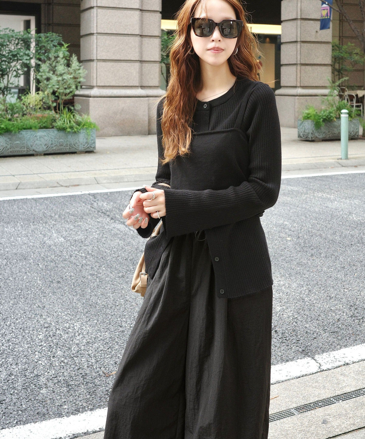 《marina×クラシカルエルフコラボ》2点セット♪重ねても、別々でも着映える。前後2Wayニットカーディガン×ビスチェアンサンブル ce1015117