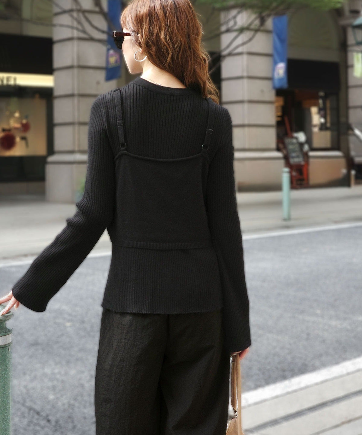 《marina×クラシカルエルフコラボ》2点セット♪重ねても、別々でも着映える。前後2Wayニットカーディガン×ビスチェアンサンブル ce1015117