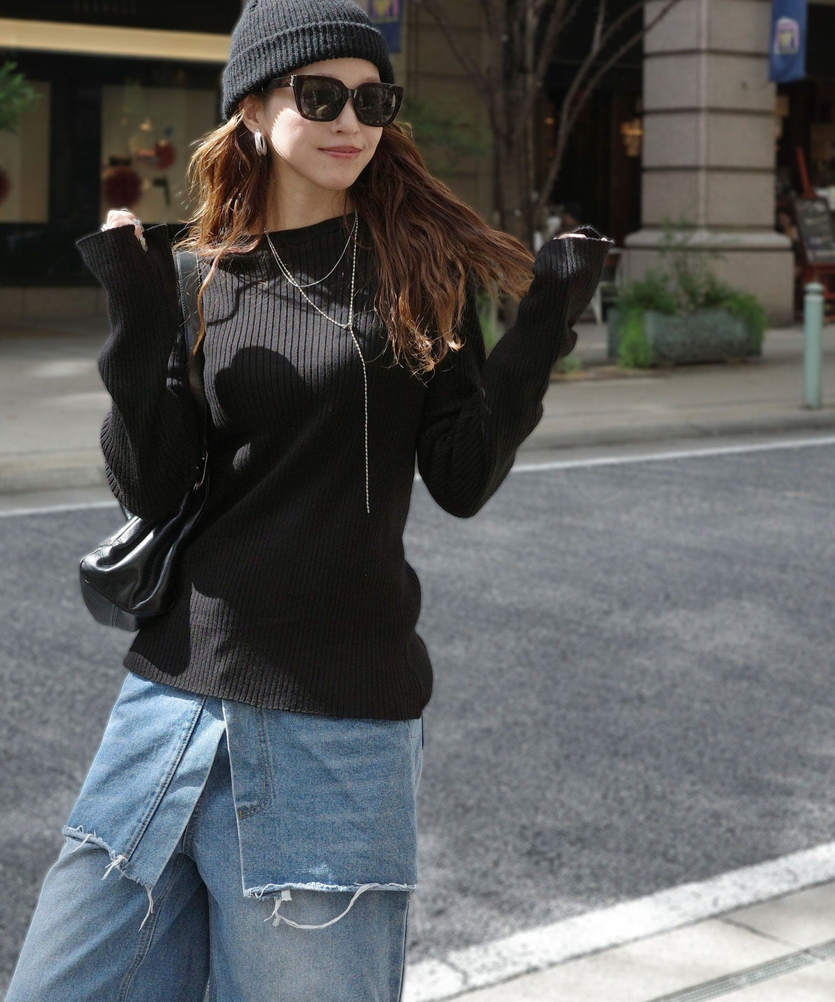 《marina×クラシカルエルフコラボ》2点セット♪重ねても、別々でも着映える。前後2Wayニットカーディガン×ビスチェアンサンブル ce1015117