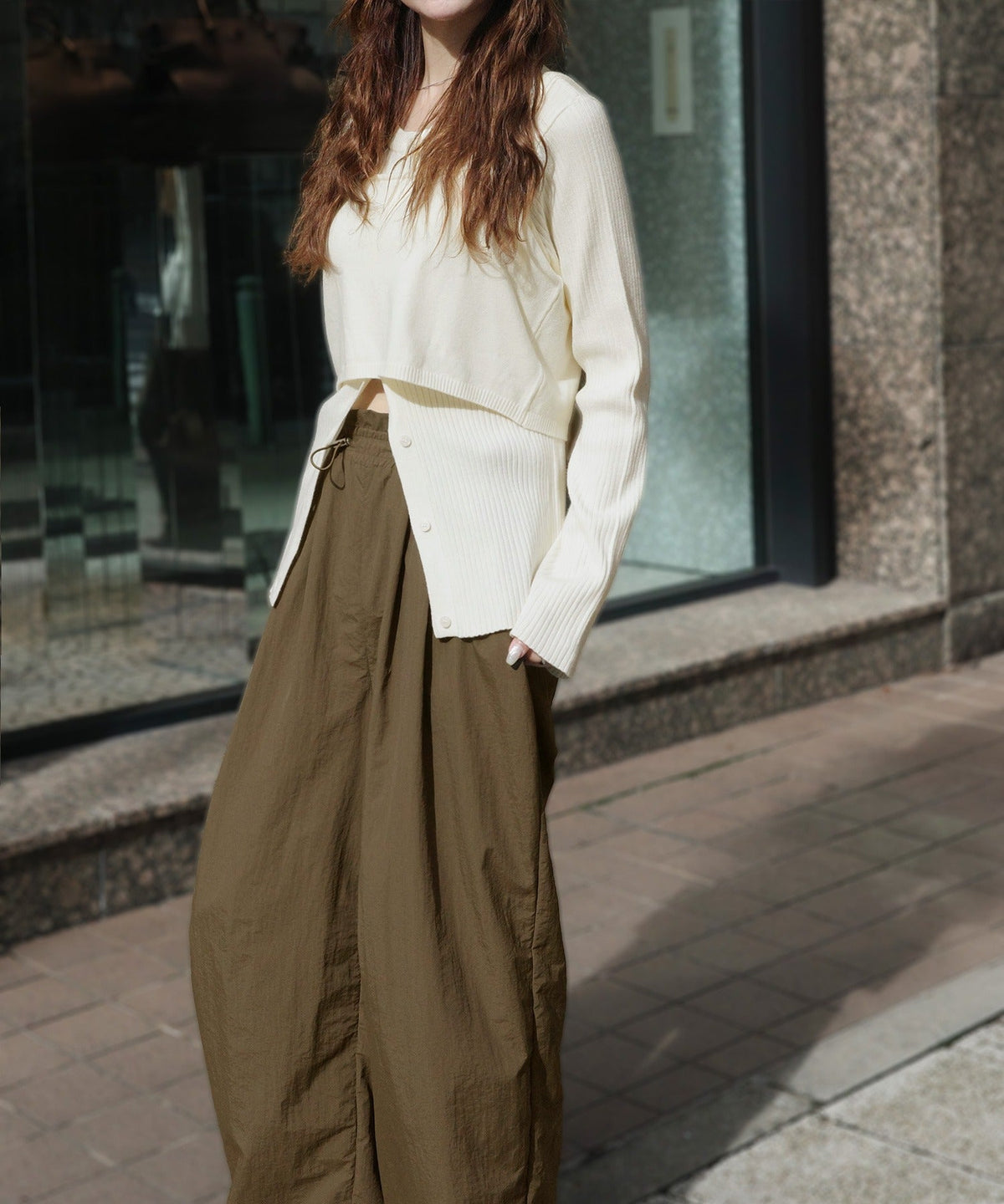 《marina×クラシカルエルフコラボ》2点セット♪重ねても、別々でも着映える。前後2Wayニットカーディガン×ビスチェアンサンブル ce1015117