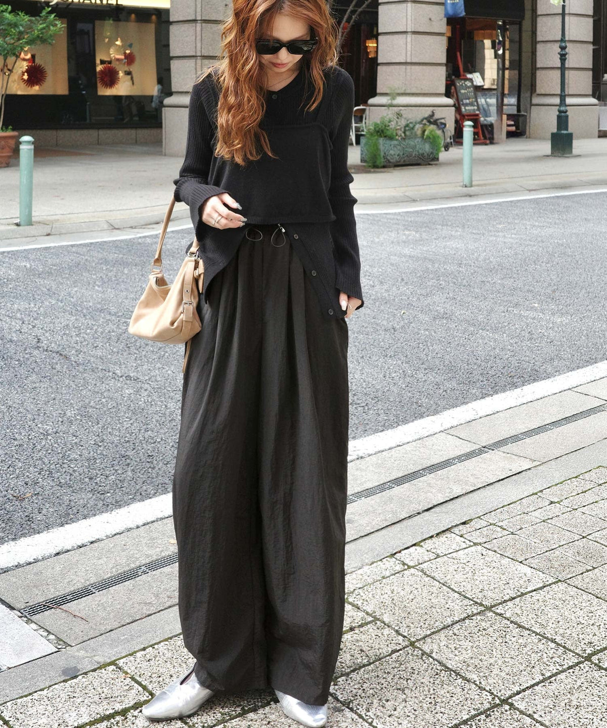 《marina×クラシカルエルフコラボ》2点セット♪重ねても、別々でも着映える。前後2Wayニットカーディガン×ビスチェアンサンブル ce1015117
